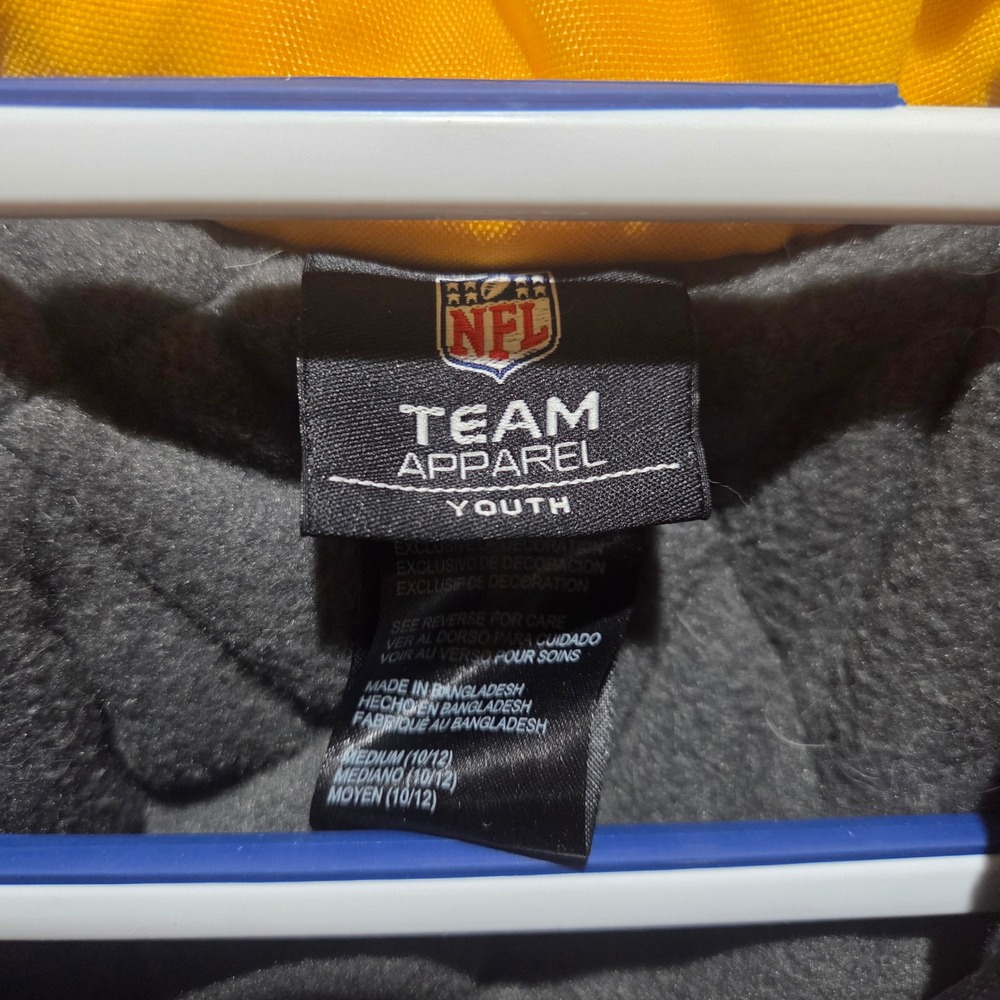 NFL Team Apparel Pittsburgh Steelers Youth Jacket Yellow Black Medium 10/12 Coat - Picture 3 of 8